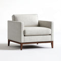 Beżowy fotel z poliestru na nogach z litego drewna 85 × 85 × 82 cm