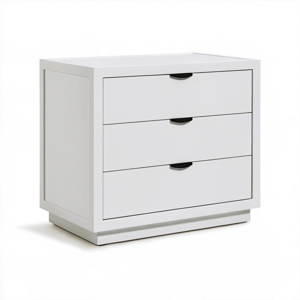 Biała szafka nocna z MDF z 3 szufladami, 60 x 40 x 60 cm