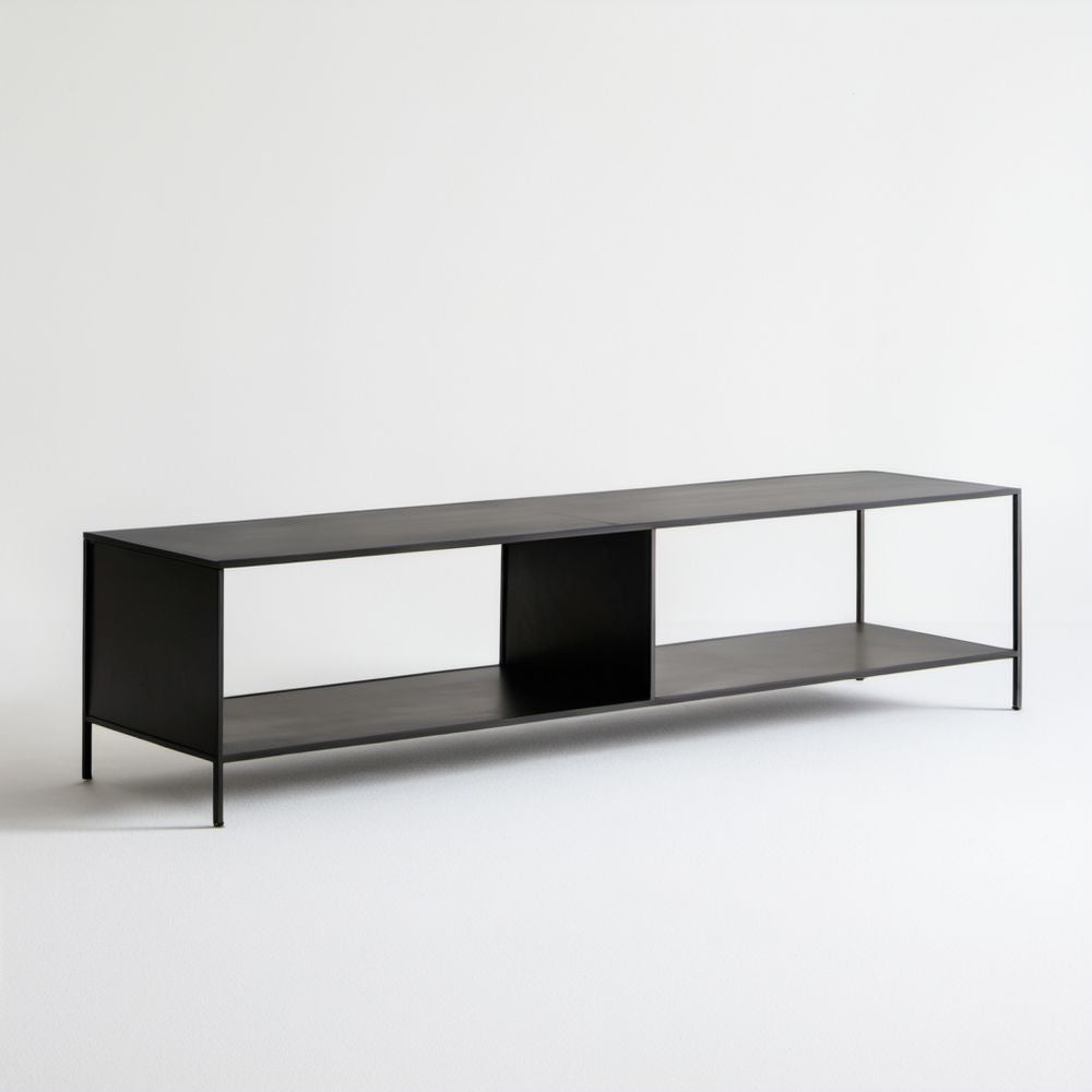 Czarna stalowa szafka RTV 180 x 40 x 45 cm
