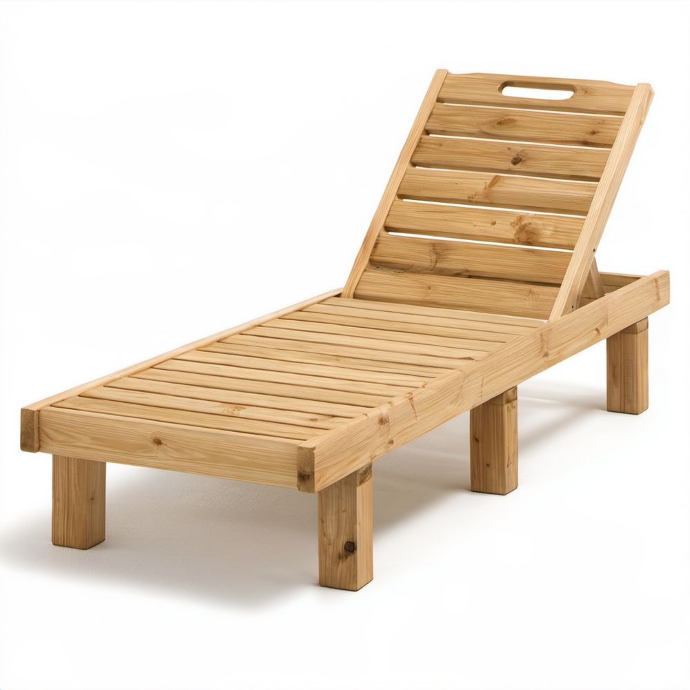 Regulowany drewniany leżak ogrodowy naturalny 200 x 65 x 30 cm